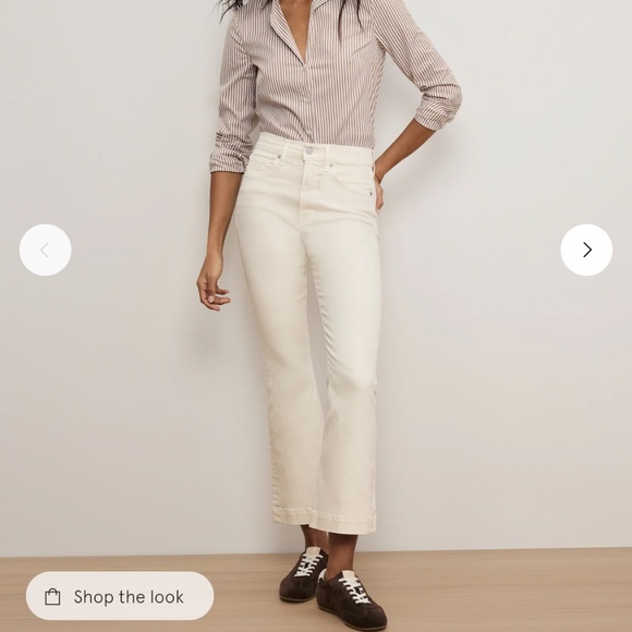 Veronica Beard Carson Kick Flare Jean - Ecru